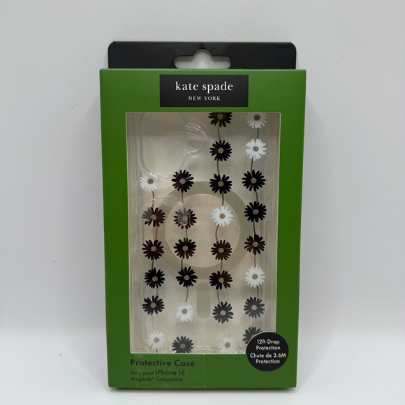 NIB Kate Spade New York iPhone 16 Protect Clear Case Floral Black White MagSafe - Picture 1 of 4